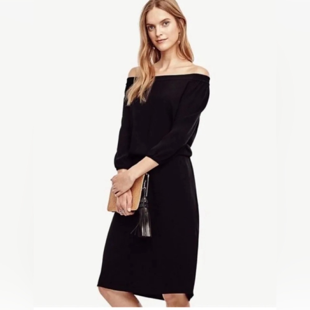 Ann Taylor Off the Shoulder Blouson Midi Dress
